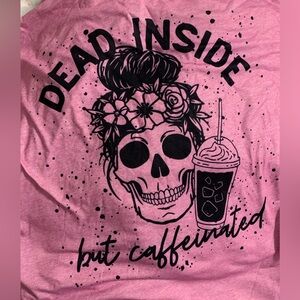 Off-Shoulder Top pink dead inside but caffeinated